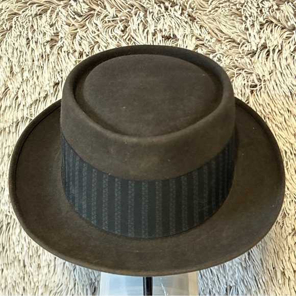 Vintage Knox New York‎ Charcoal Gray men’s flat top Fur Felt Hat 7-7/38 Fedora - Picture 1 of 13